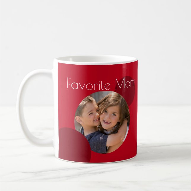 Mom Custom Photos Red Dots Coffee Mug (Left)