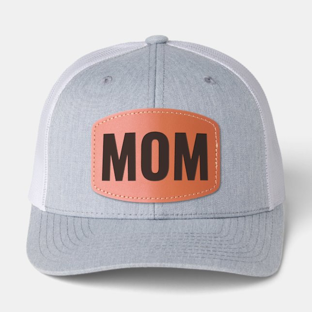 MOM Custom Text Stylish Leather Patch Hat Personal (Front)
