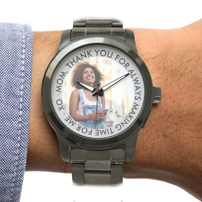 Mom Custom Thank You Message and Photo Watch (Special photo gift to say thanks)