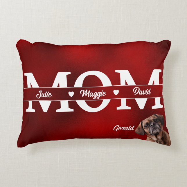 Mom...Custom three names plus dog Accent Pillow (Front)