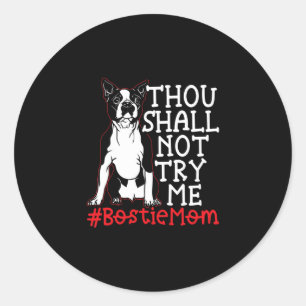 Mom Cute Boston Terrier Dog Lover  Classic Round Sticker