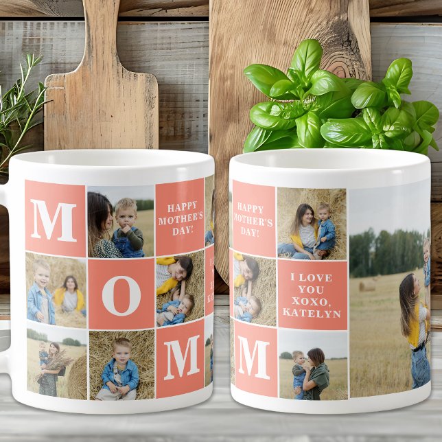 MOM Cute Custom Mother's Day 8 Photo Collage Coffee Mug (Creator Uploaded)