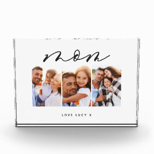 mom cute modern script multi photo gift block