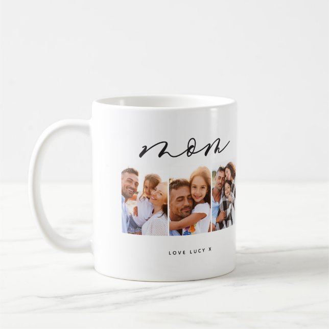 mom cute modern script multi photo gift coffee mug (Left)