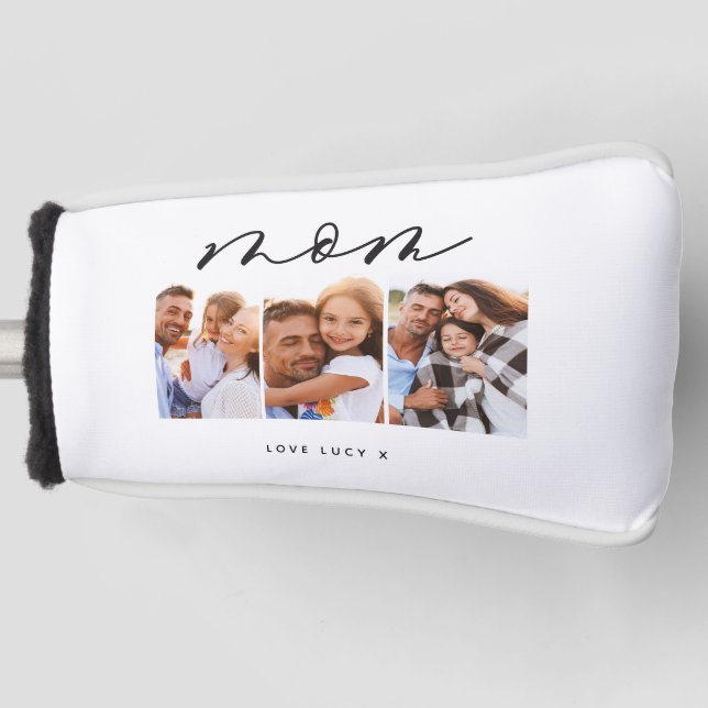 mom cute modern script multi photo gift golf head cover (Front)