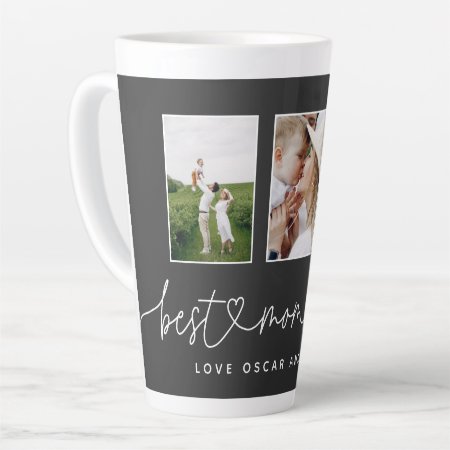 Mom Cute Modern Script Multi Photo Gift Latte Mug