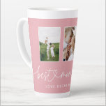 Mom cute modern script multi photo gift latte mug<br><div class="desc">Mom cute modern script multi photo triptych gift. Colors can be changed to suit your home decor.</div>