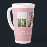 Mom cute modern script multi photo gift latte mug<br><div class="desc">Mom cute modern script multi photo triptych gift. Colors can be changed to suit your home decor.</div>