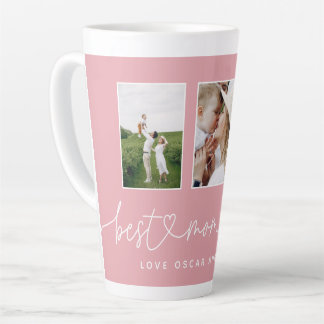 Mom cute modern script multi photo gift latte mug