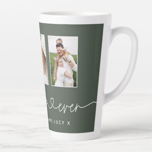 Mom cute modern script multi photo gift latte mug