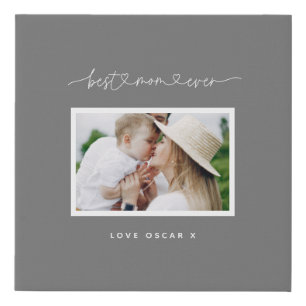 Mom cute modern script photo gift faux canvas print
