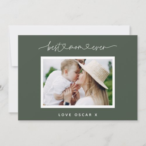 Mom cute modern script photo gift  holiday card