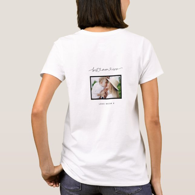 Mom cute modern script photo gift  T-Shirt (Back)
