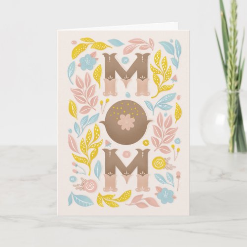 Mom Cute vintage floral lettering mothers day  Card
