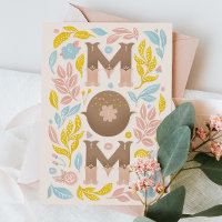 Mom. Cute vintage floral lettering mothers day