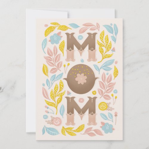 Mom Cute vintage floral lettering mothers day Holiday Card