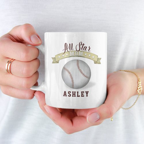 Mom Cute Whimsical All Star Baseball Vintage Sign Coffee Mug