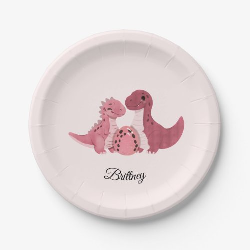 Mom Dad and Dinosaur Egg Baby Shower Paper Plates