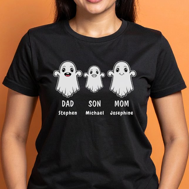 Mom Dad And Son 3 Person Ghost Family Halloween T-Shirt (Disclaimer: This image is a digital mockup.)