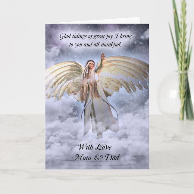 Mom & Dad Angel Christmas Card Religious (Front)