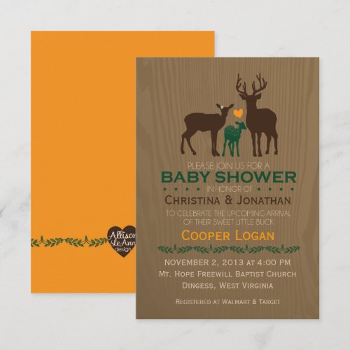 Mom, Dad &amp; Baby Deer -  Baby Shower Invite