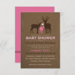 Mom, Dad &amp; Baby Girl Deer Pink Baby Shower Invite at Zazzle