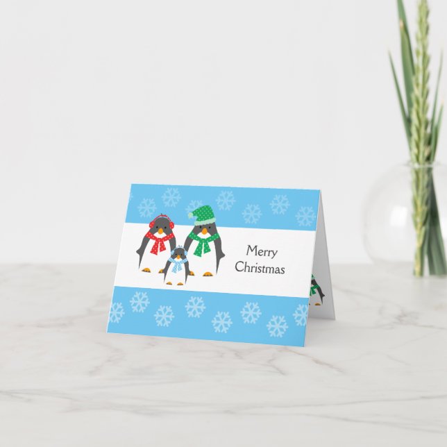 Mom, Dad & Baby Penguin CHRISTMAS CARD (Front)