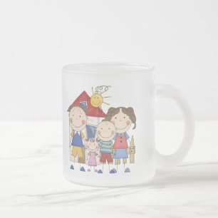 Mom, Dad, Big Boy, Small Girl Family Frosted Glass Coffee Mug