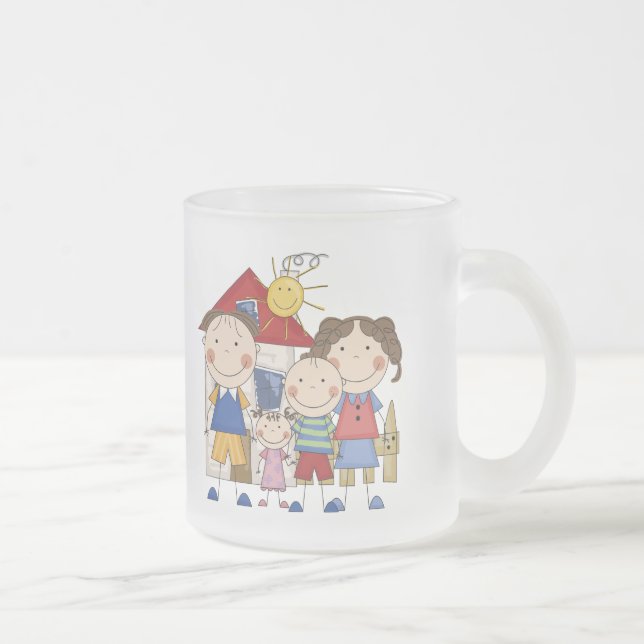 Mom, Dad, Big Boy, Small Girl Family Frosted Glass Coffee Mug (Right)