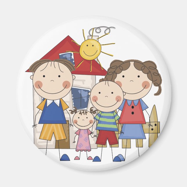 Mom, Dad, Big Boy, Small Girl Family Magnet (Front)