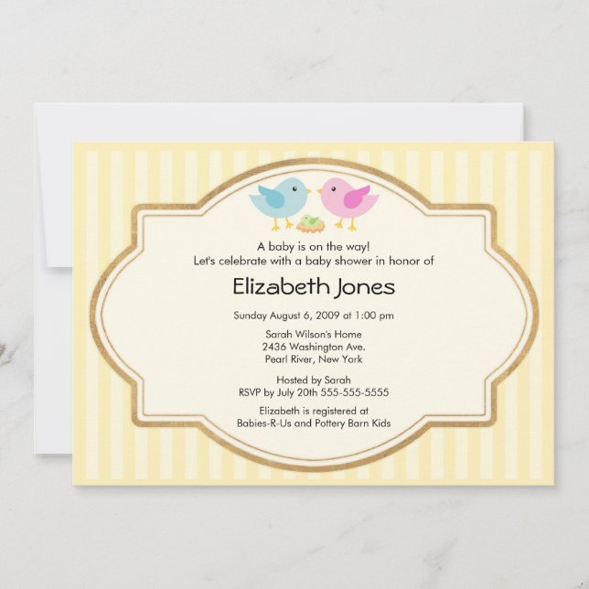 Mom & Dad Bird & Baby Bird Baby Shower Invitation (Front)