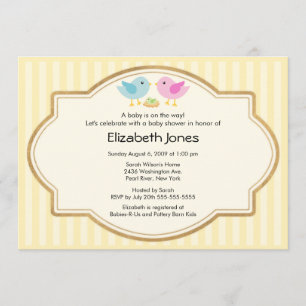 Mom & Dad Bird & Baby Bird Baby Shower Invitation