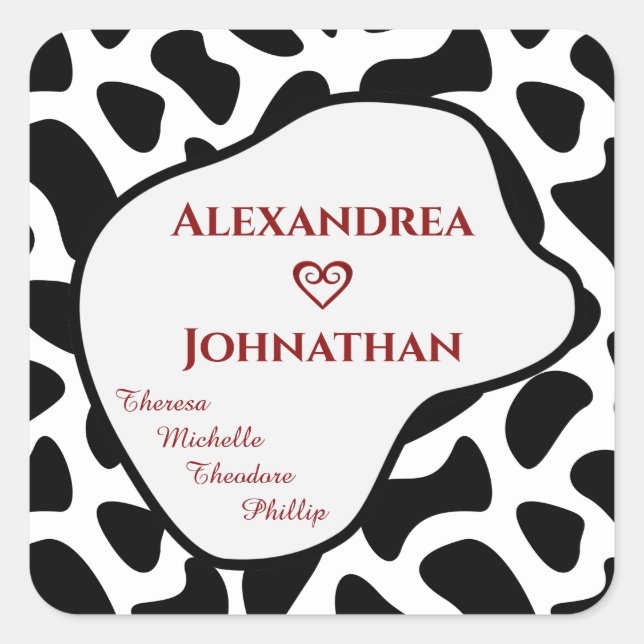 Mom Dad Children Family Names Personalize  Square Sticker (Front)
