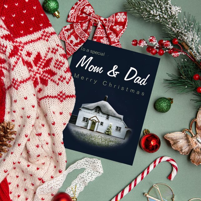 Mom & Dad Christmas Card - English Country Cottage (Creator Uploaded)