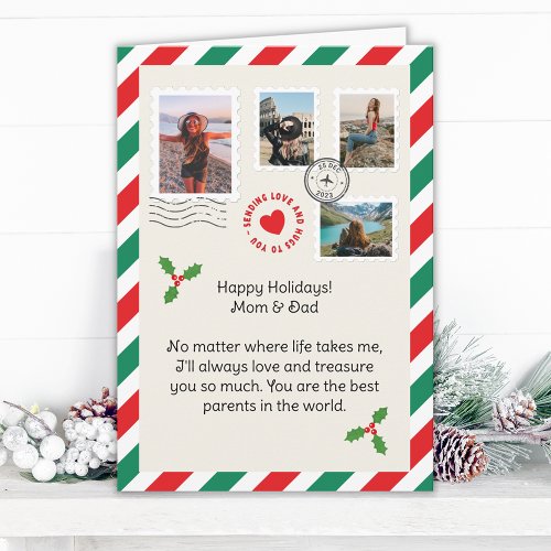 Mom Dad Christmas Letter Photo Collage Folded Card