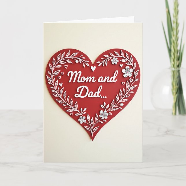 Mom Dad Floral Heart Card (Front)