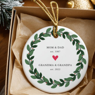 Mom Dad   Grandma Grandpa Year Est.  Ceramic Ornam Ornament