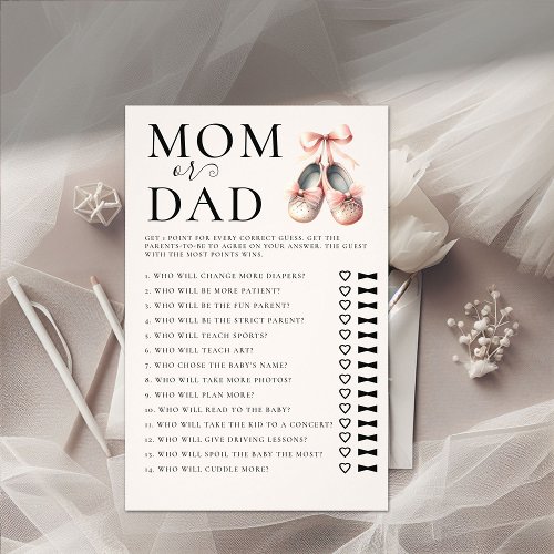 Mom Dad Guess Who Baby Shower Game Ballerina Shoes Flyer