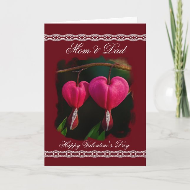 Mom/Dad Happy Valentine's Day - Bleeding Hearts Holiday Card (Front)