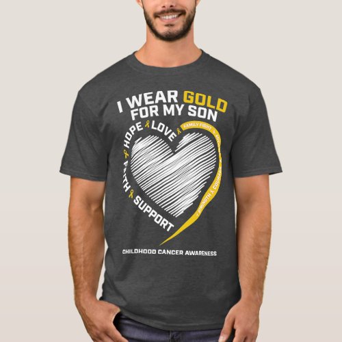 Mom Dad I Wear Gold For My Son Childhood  Awarenes T_Shirt