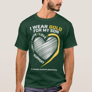 Mom Dad I Wear Gold For My Son Childhood Cancer Aw T-Shirt
