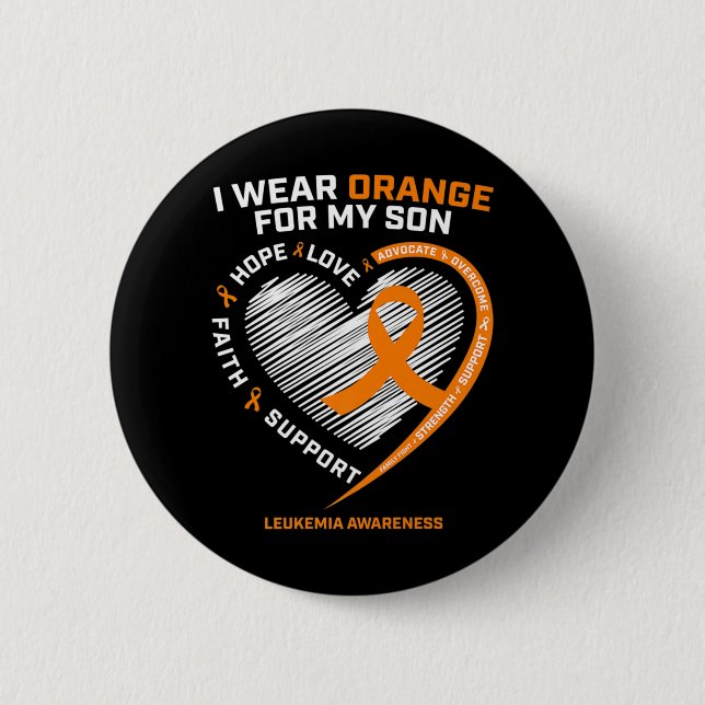 Mom Dad Leukemia Awareness  Son Leukemia Awareness Button (Front)