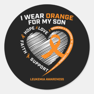 Mom Dad Leukemia Awareness  Son Leukemia Awareness Classic Round Sticker