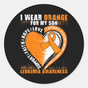 Mom Dad Leukemia Awareness Son Leukemia Awareness Classic Round Sticker