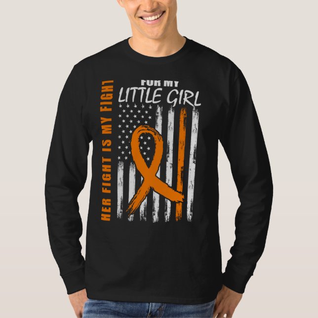 Mom Dad Little Girl Daughter Leukemia Awareness Fl T-Shirt (Front)