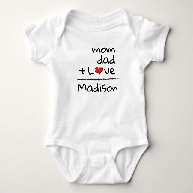Mom Dad Love Baby Name Personalized Bodysuit (Front)