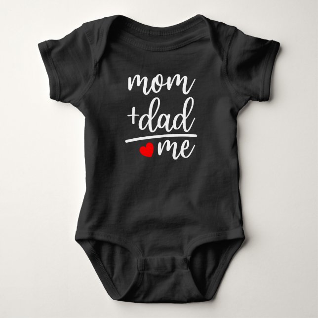 Mom + Dad = Me Baby Clothes Bodysuit (Front)