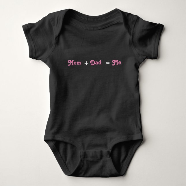 Mom + Dad = Me Black Baby Girl Bodysuit (Front)