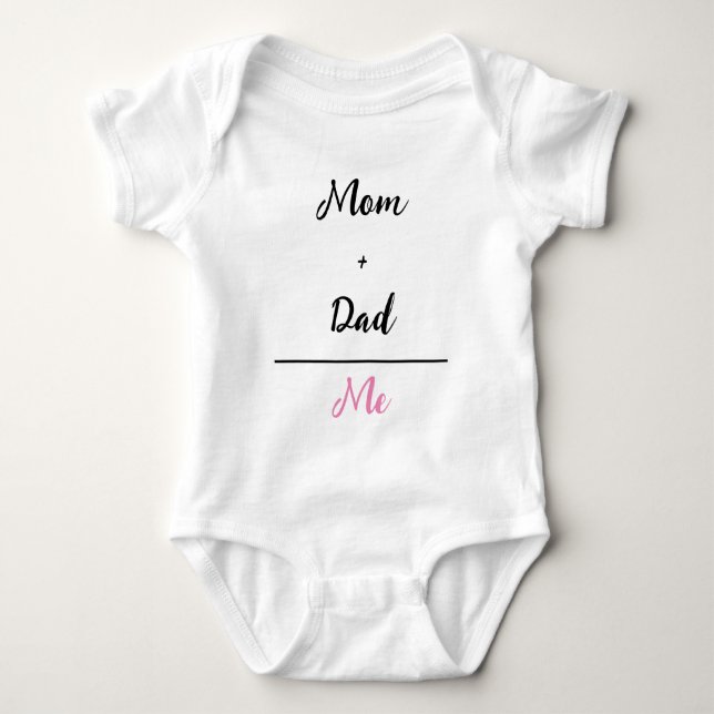Mom + Dad = Me White Baby Girl Bodysuit (Front)
