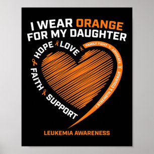 Mom Dad Men I Wear Orange For My Daughter Leukemia Poster